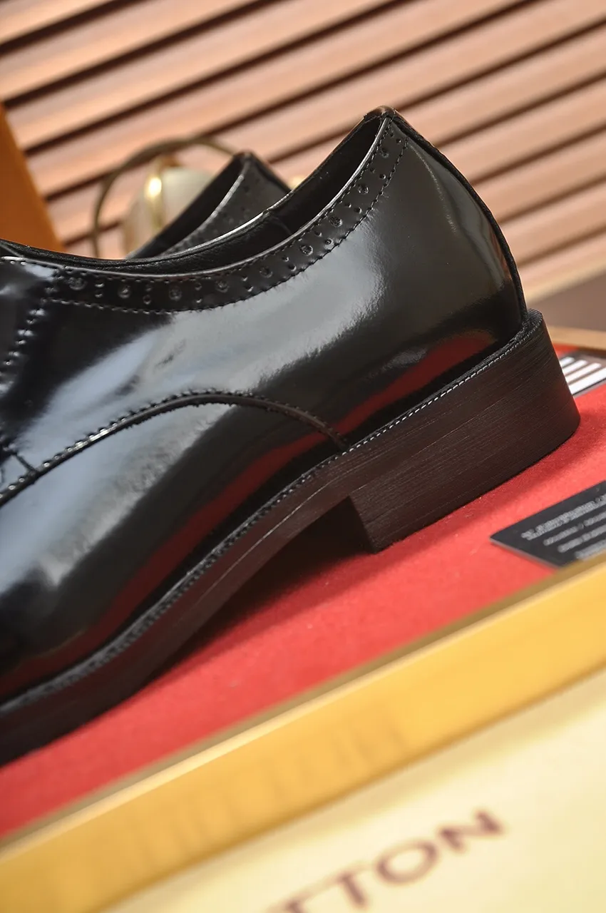 Men's shoes💰460💶【LOUIS VUITTON】(sheepskin lining) new cowhide LV formal shoes🎩🎩❗️🆘made one to one at the counter🎩original quality, imported cowhide upper➕full sheepskin lining➕original rubber outsole, {high quality visible}👣Size: 38-45 (45 custom-made)